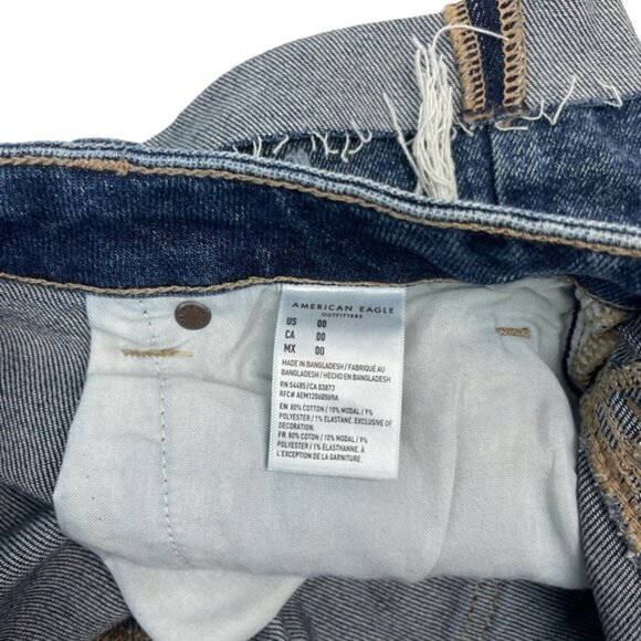 NWT AMERICAN EAGLE Super High Rise Cuffed Mom Short Sz 00 Stretch - Picture 8 of 13